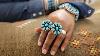 Native American Navajo Petit Point Turquoise Sterling Bracelet Signed Dlw